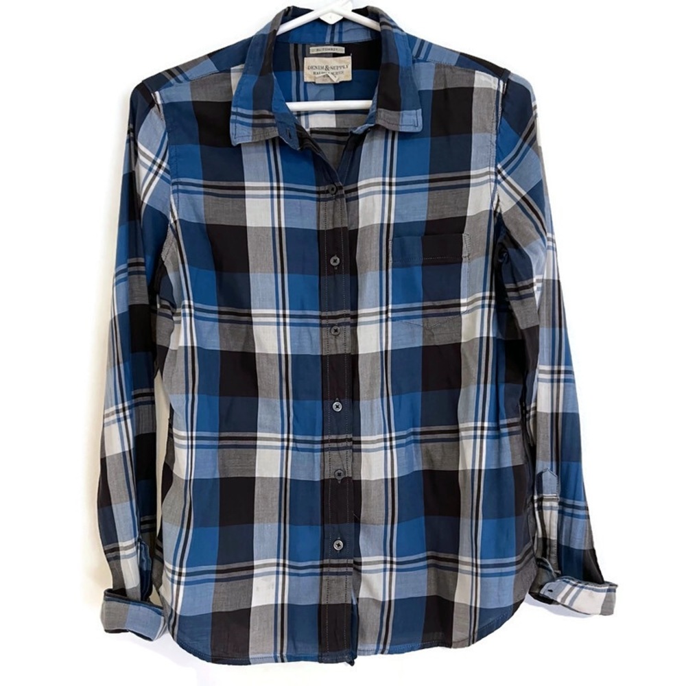 Denim & Supply Ralph Lauren RL Tomboy Blue Plaid Button-Up Shirt M Women’s